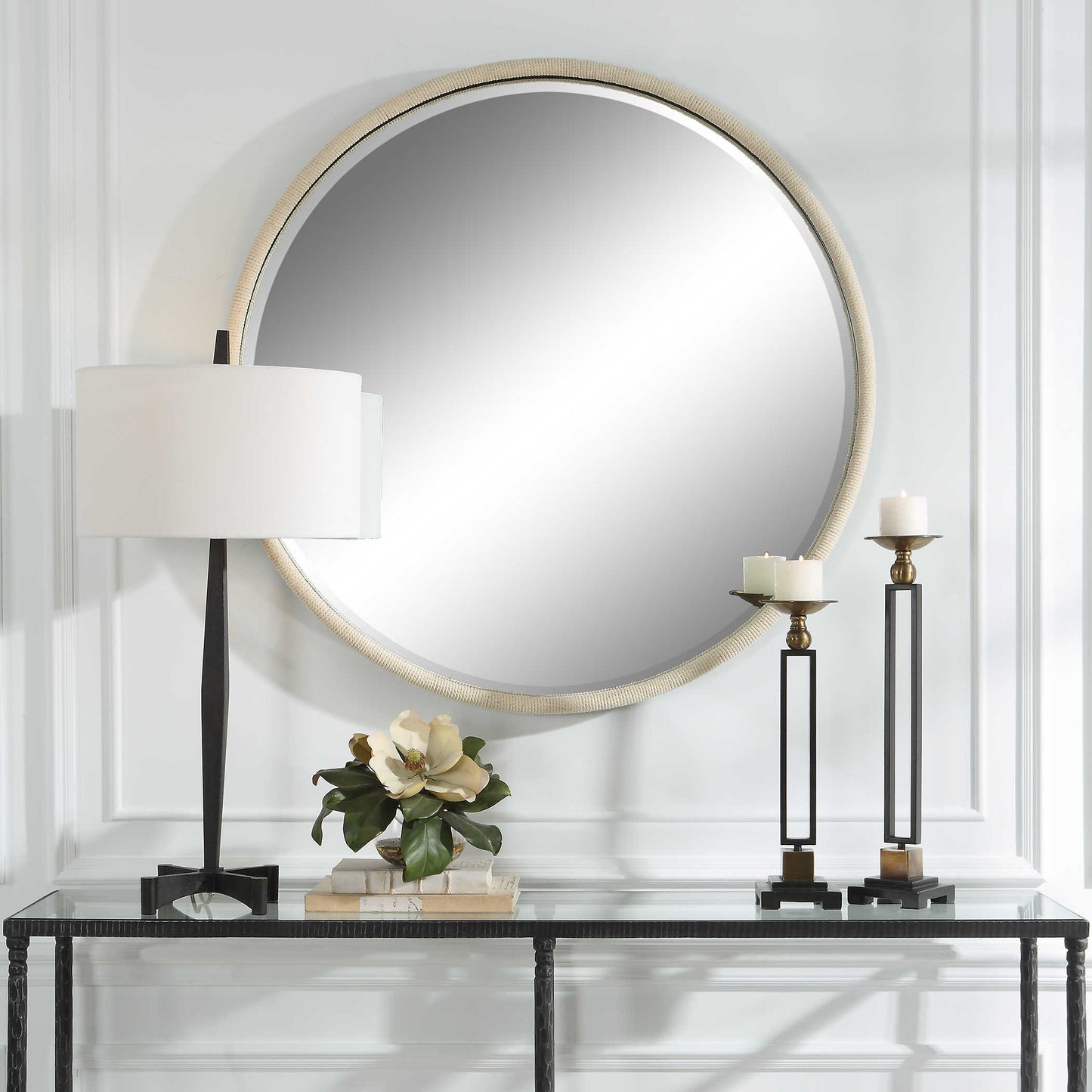 Uttermost Ranchero Round Mirror, White 09908