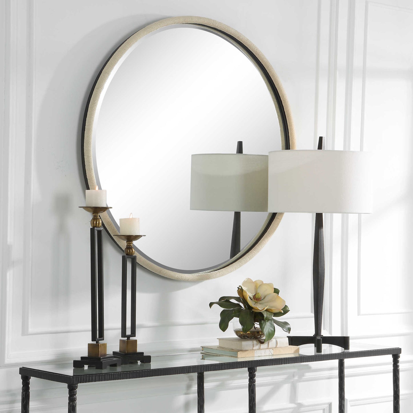 Uttermost Ranchero Round Mirror, White 09908