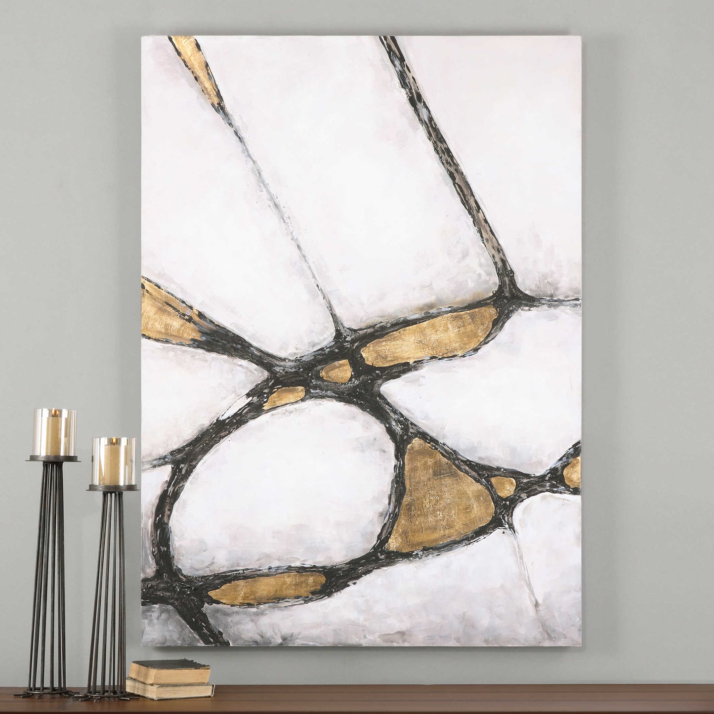 Uttermost Abstract in Gold and Black Hand Painted Canvas 34352
