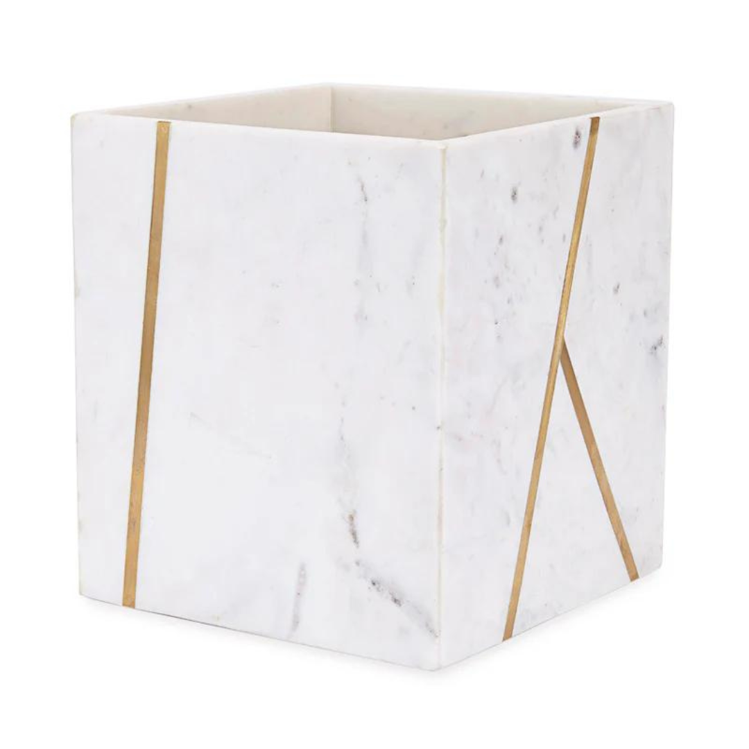 Marble Brass Bath Waste Basket
