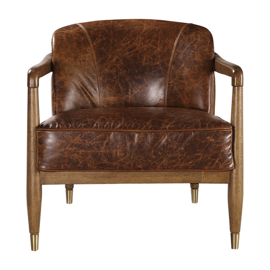 Uttermost June Accent Chair - Brown Leather R23459