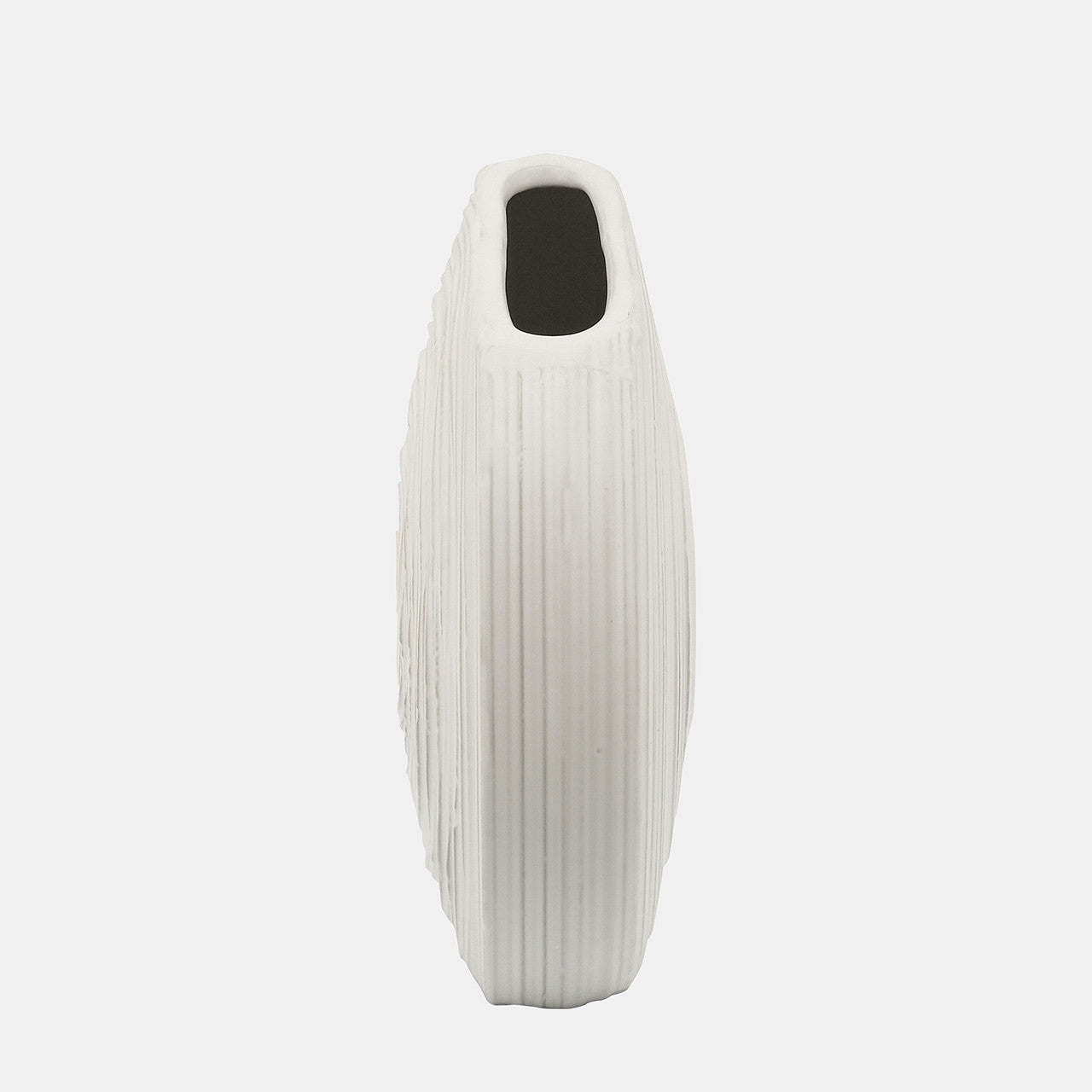 Oval Swirled Vase, White 14"