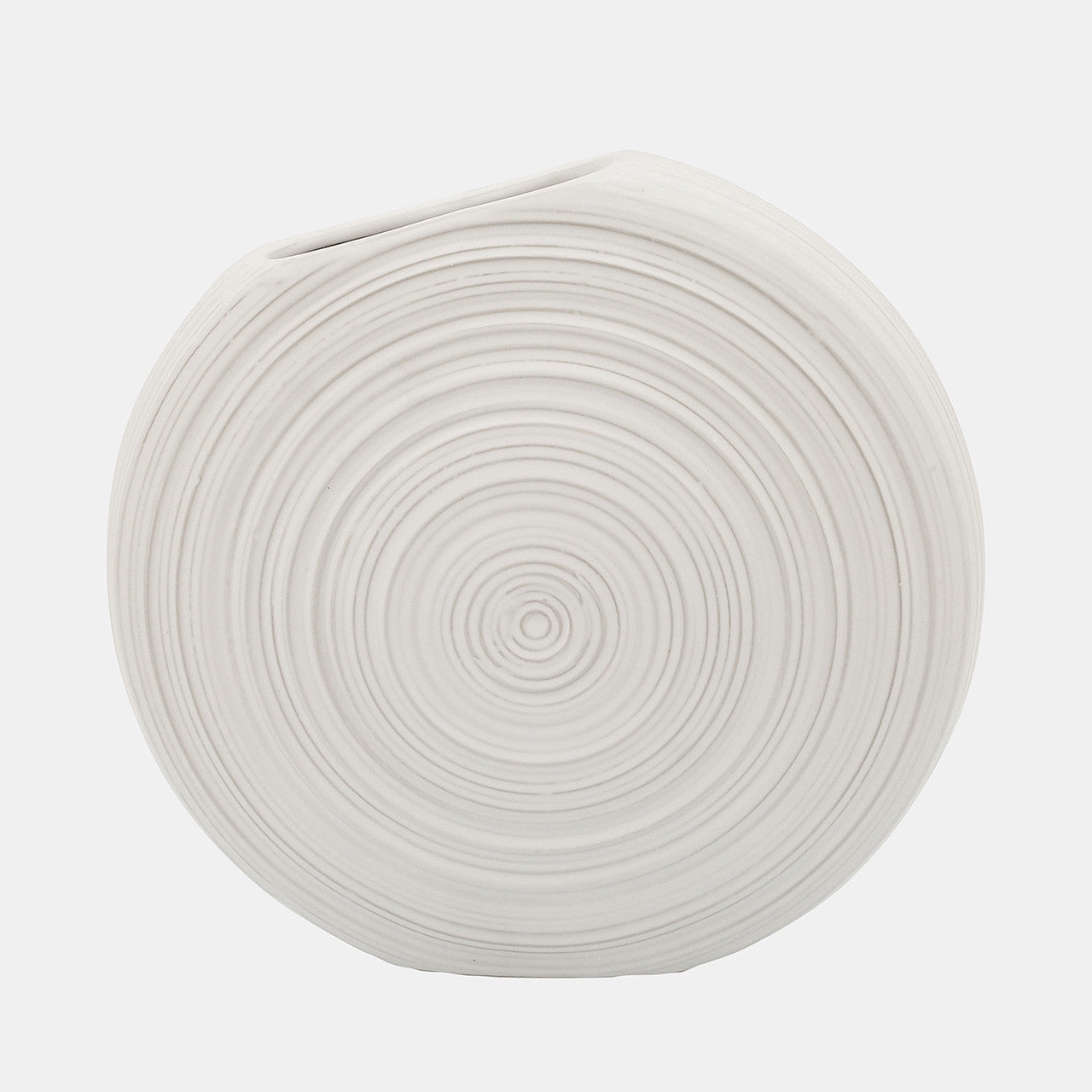 Oval Swirled Vase, White 14"