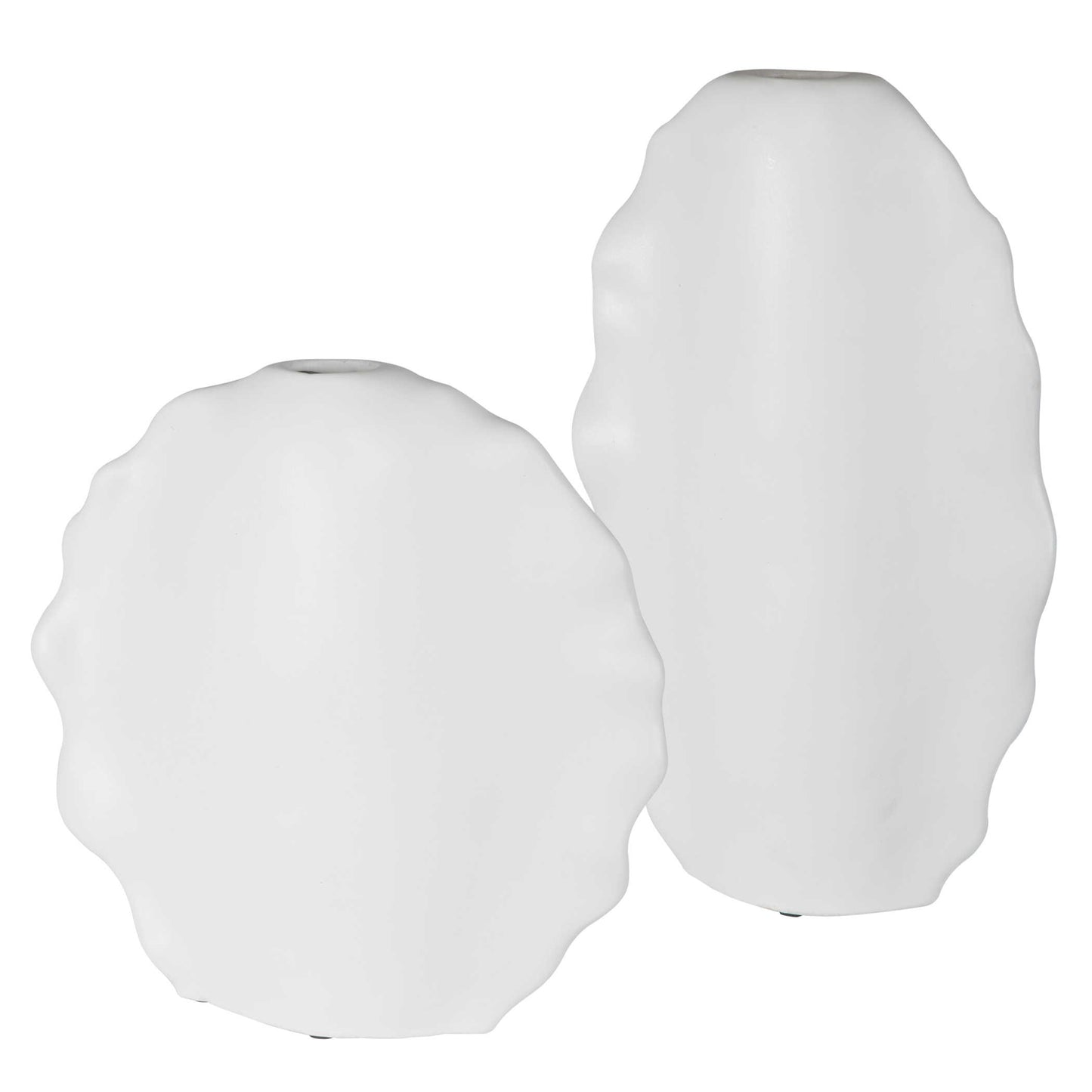 Ruffled Feathers Vases, White (Set of two)