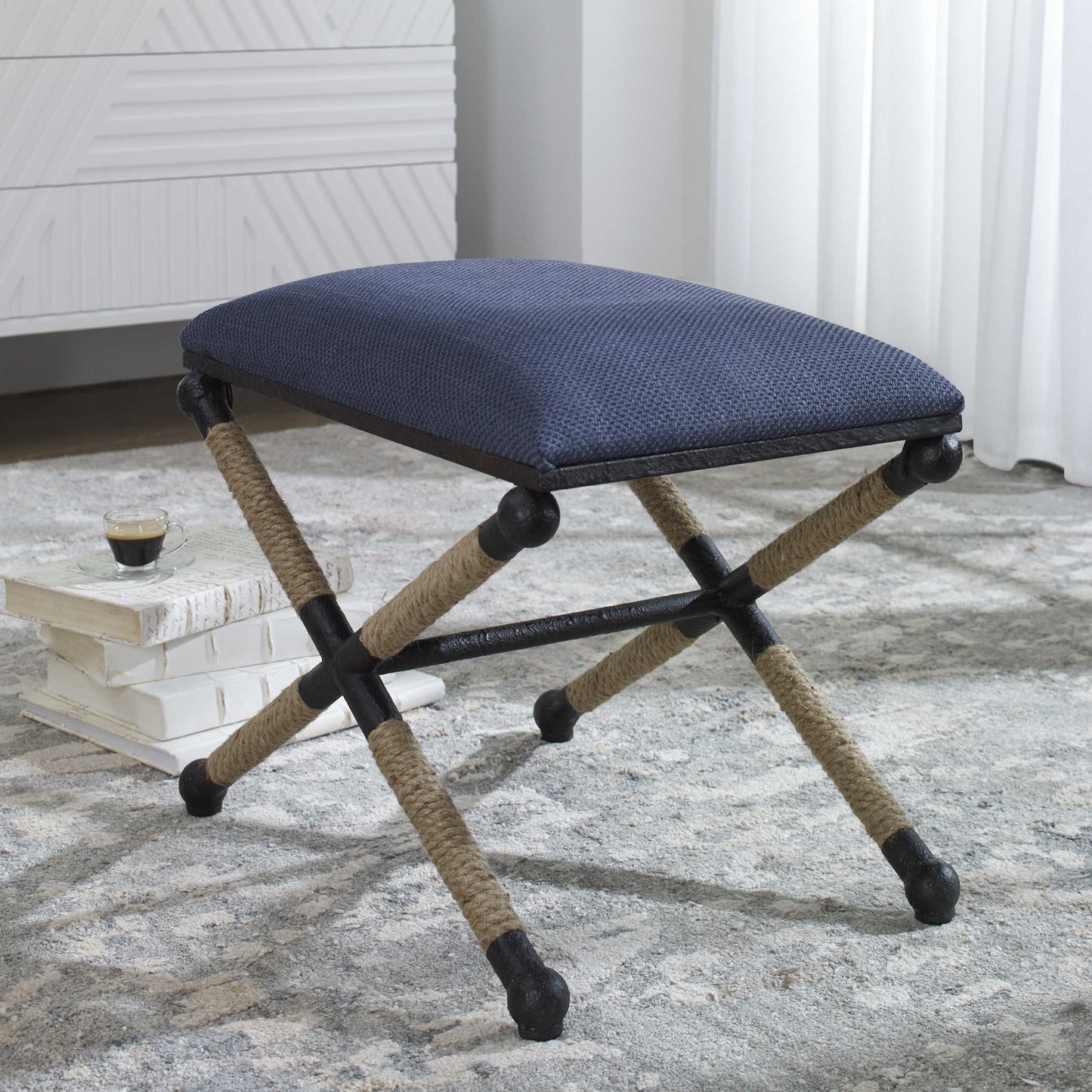 Uttermost Firth Small Bench, Navy 23598