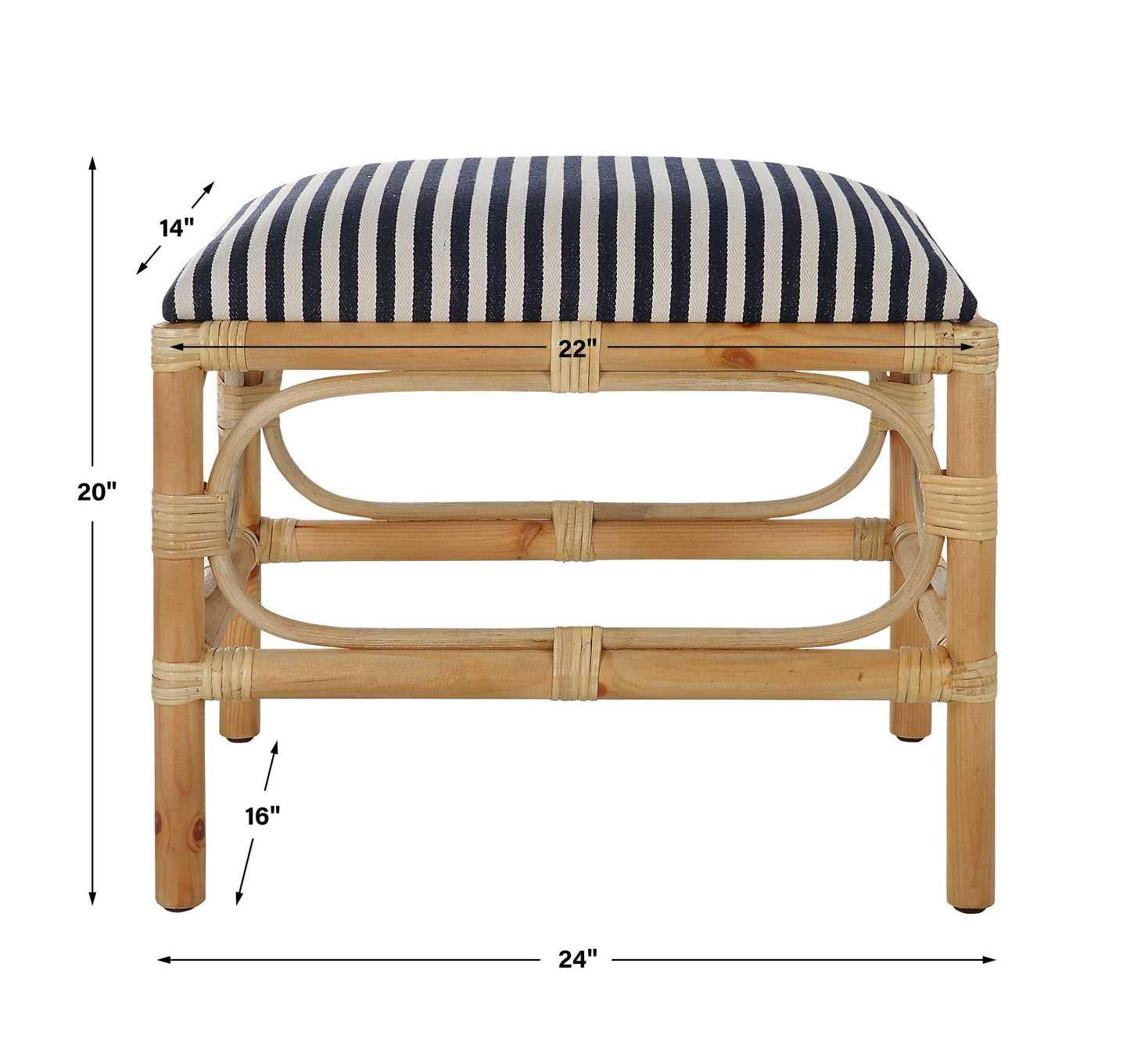 Uttermost Laguna Small Bench, Striped 23666