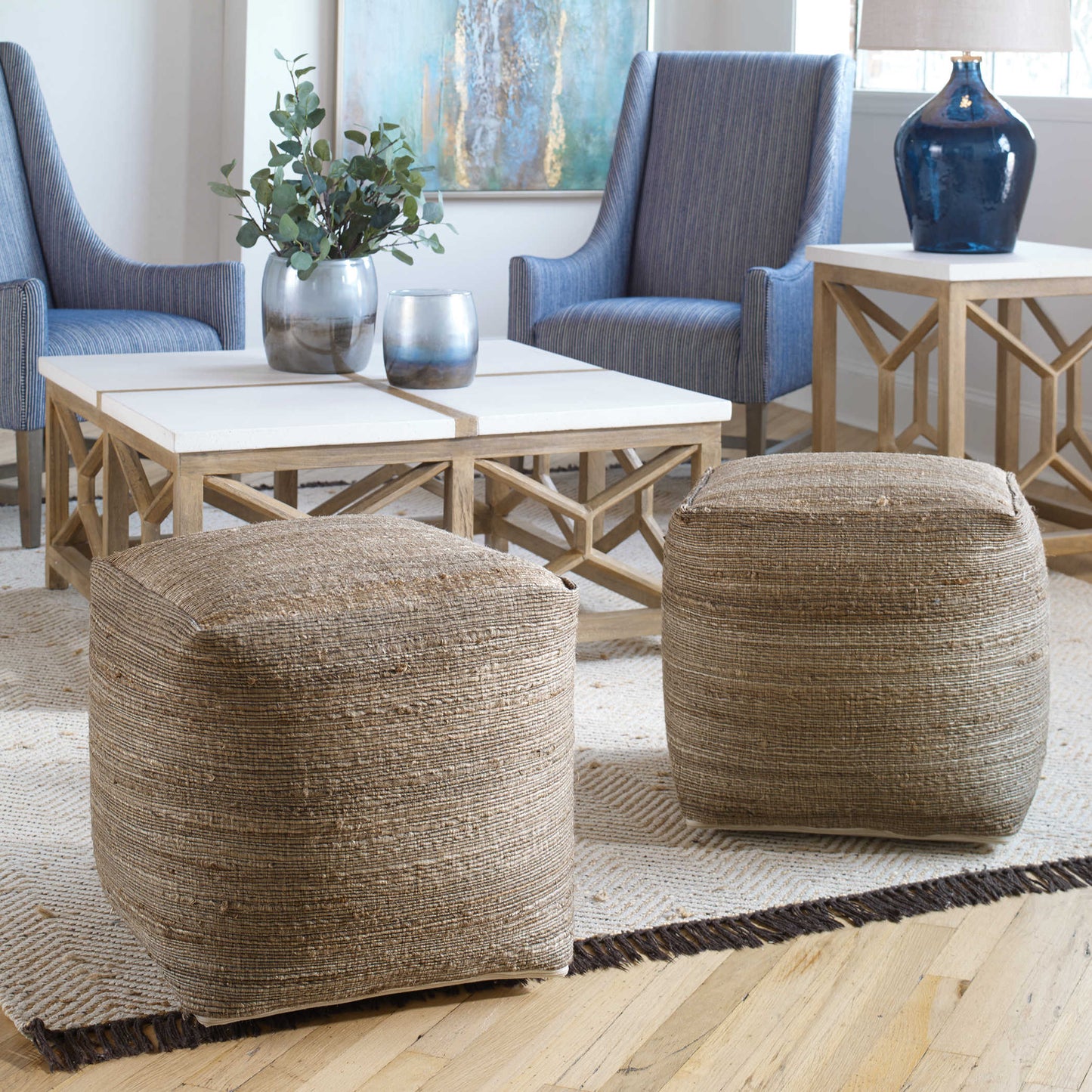 Uttermost Shiro Pouf, Beige 23958