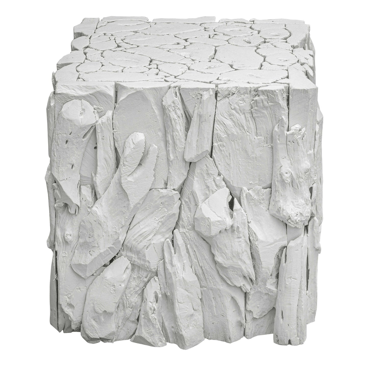 Uttermost Teak Root Bunching Cube, White 25241