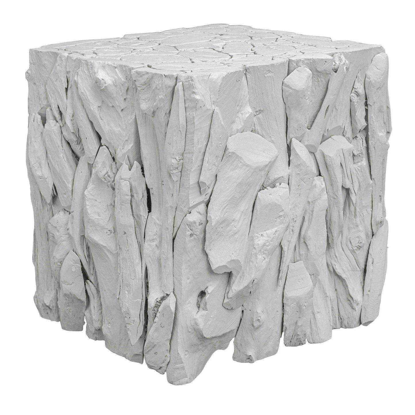 Uttermost Teak Root Bunching Cube, White 25241