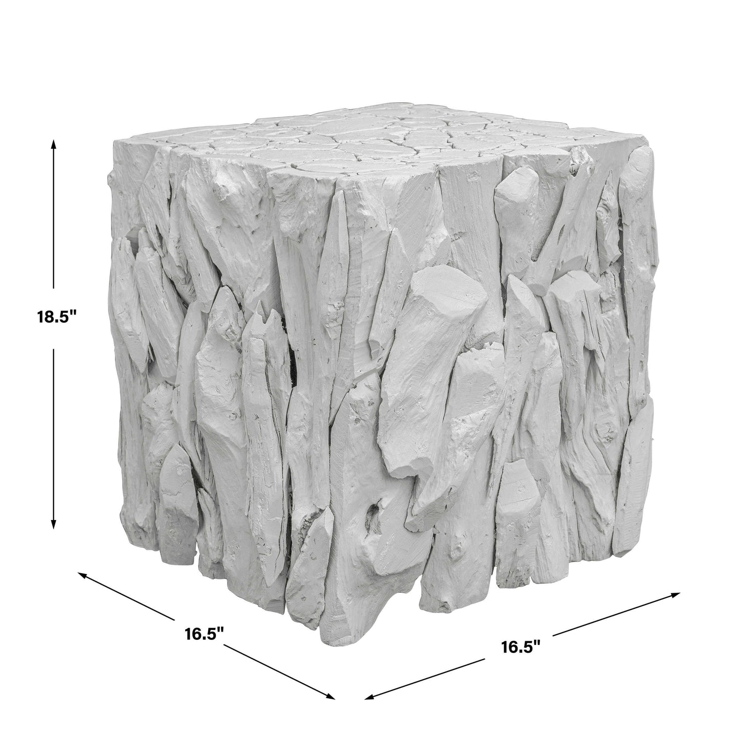 Uttermost Teak Root Bunching Cube, White 25241