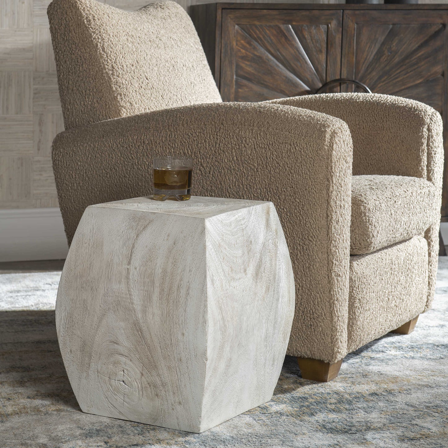 Uttermost Grove Accent Stool Ivory 25295