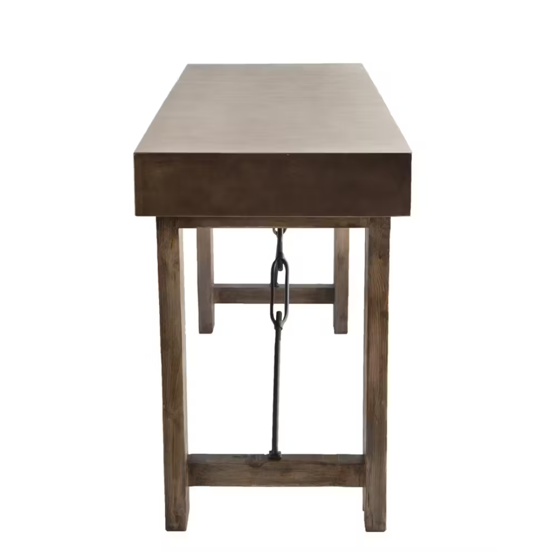 Francis 72" Counter Table Zinc Finished MDF Top / Iron & Grey Base