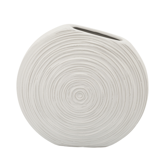 Oval Swirled Vase, White 14"