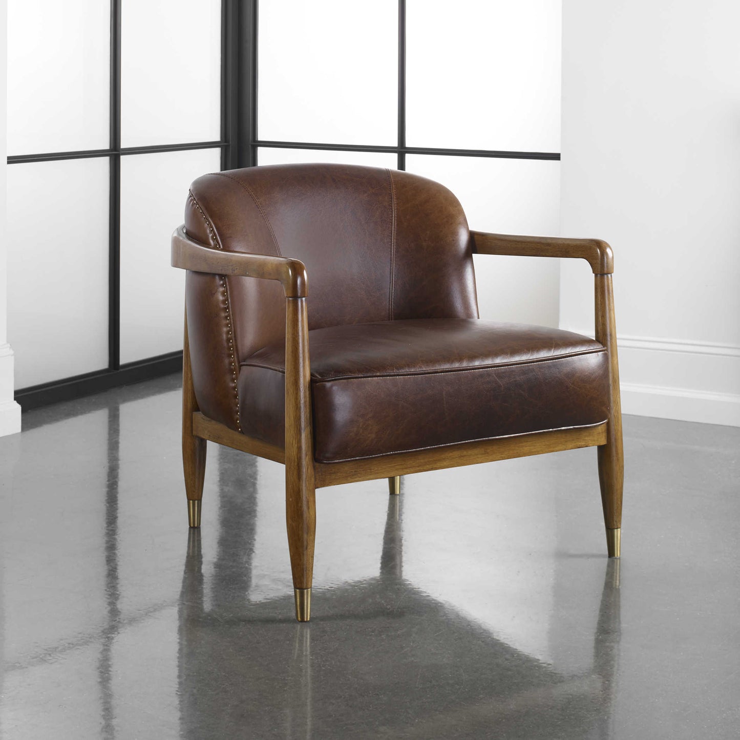 Uttermost June Accent Chair - Brown Leather R23459