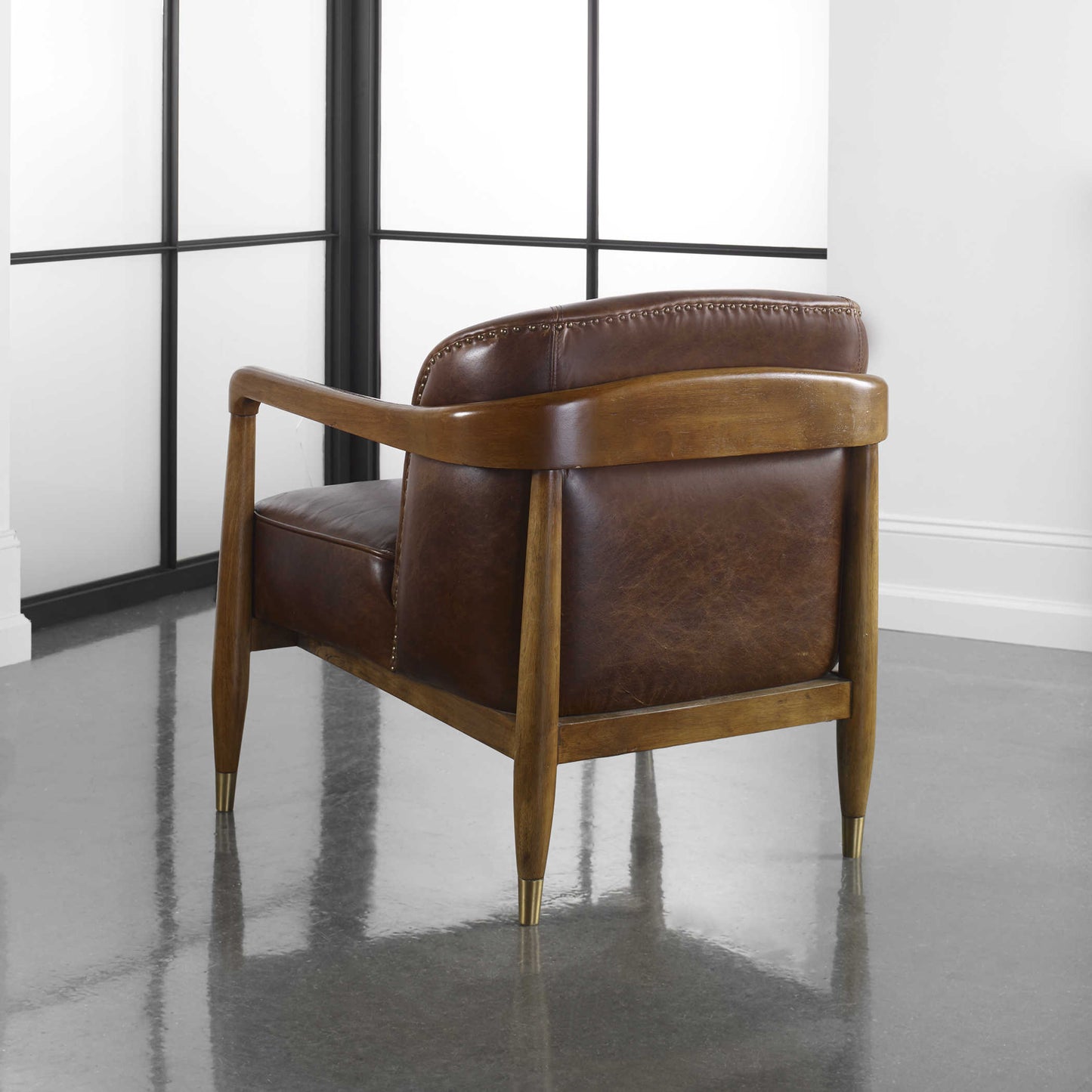 Uttermost June Accent Chair - Brown Leather R23459