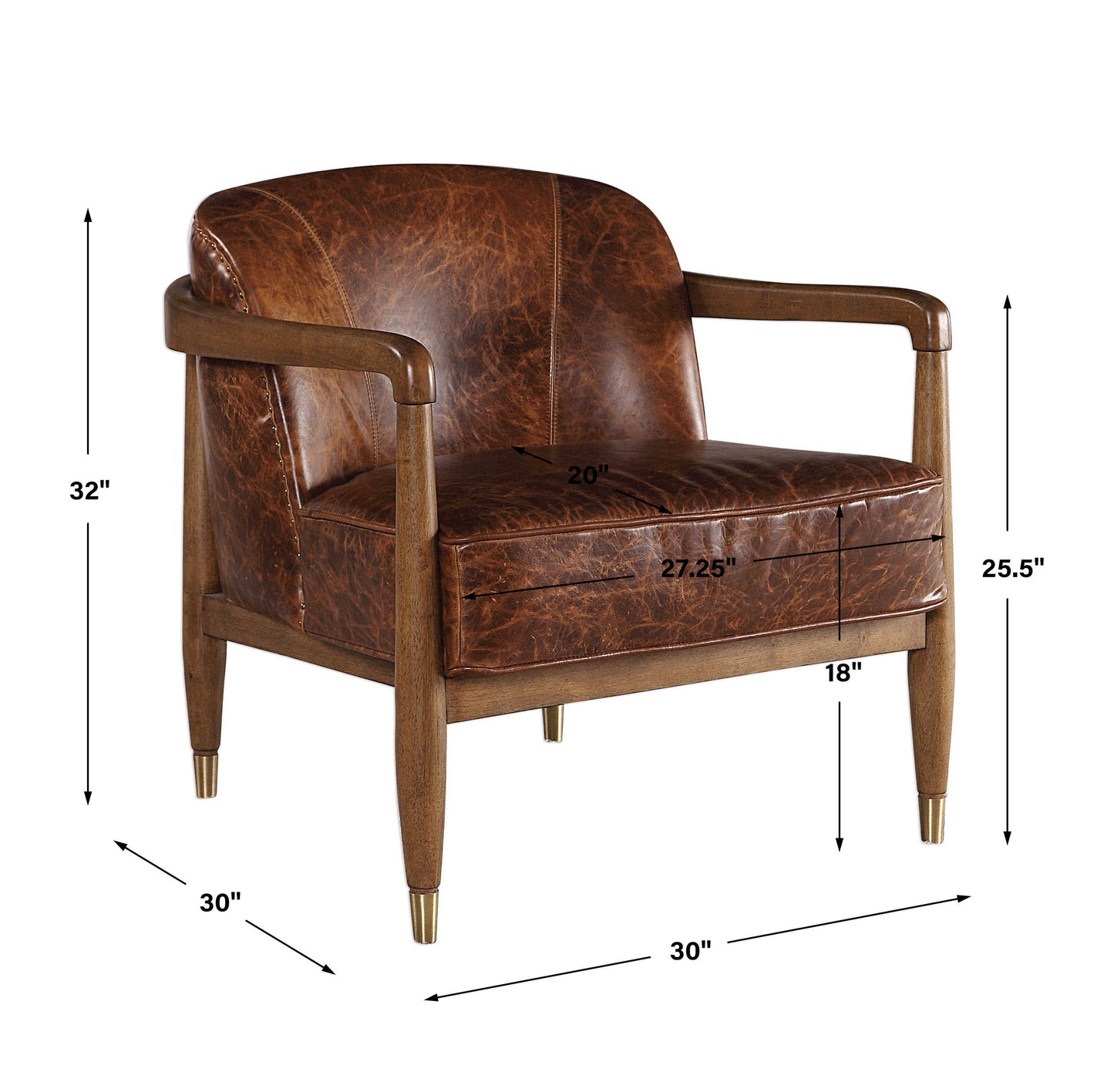 Uttermost June Accent Chair - Brown Leather R23459